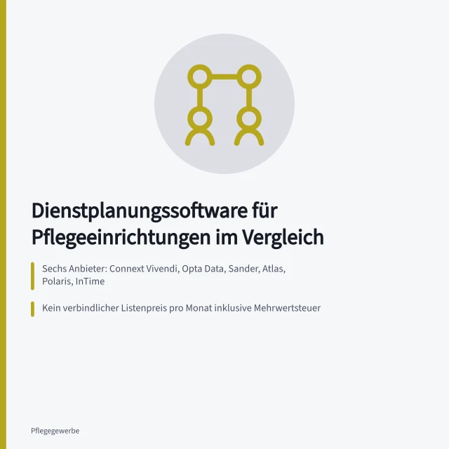 Vergleich von sechs Dienstplanungsprogrammen für Pflegeeinrichtungen mit Kosten und Laufzeiten. Dienstplanungssoftware für Pflegeeinrichtungen im Vergleich