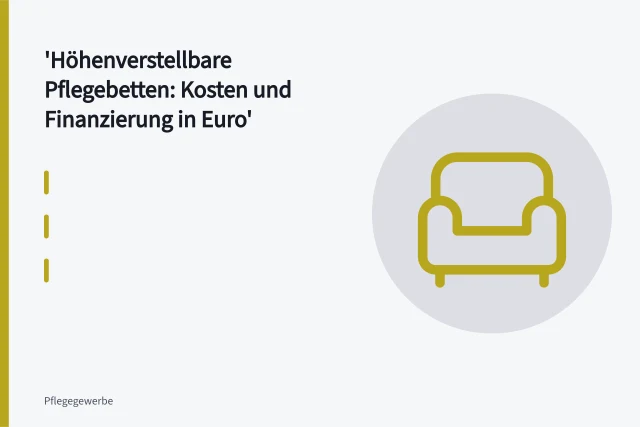 Elektrisch höhenverstellbares Pflegebett mit Seitengittern und Handschalter im Pflegezimmer. Höhenverstellbare Pflegebetten: Kosten und Finanzierung in Euro