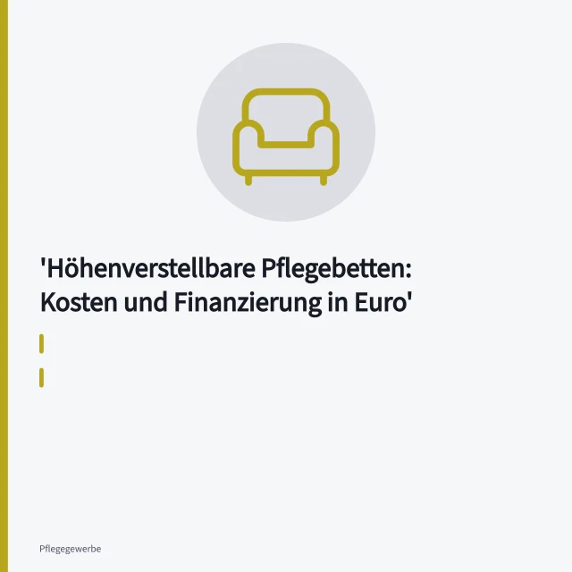 Elektrisch höhenverstellbares Pflegebett mit Seitengittern und Handschalter im Pflegezimmer. Höhenverstellbare Pflegebetten: Kosten und Finanzierung in Euro