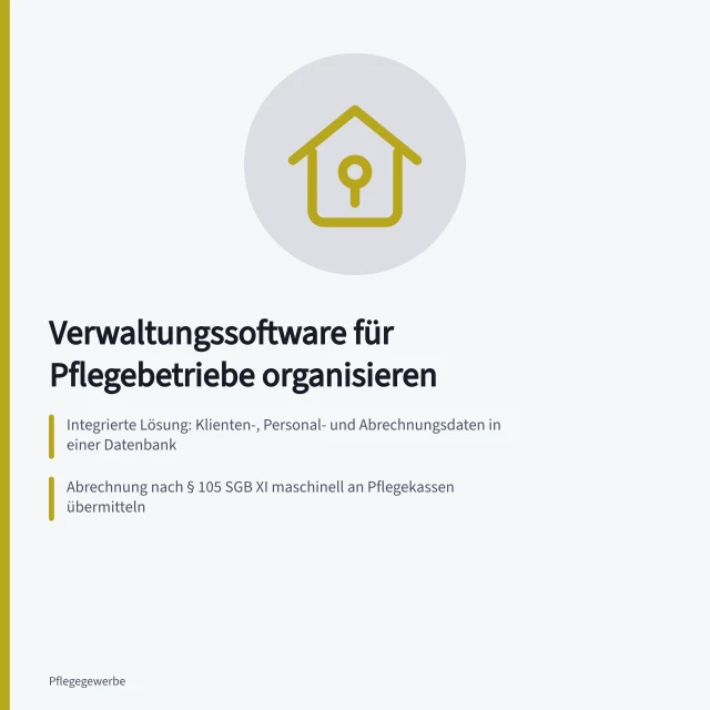 Karte zur Organisation von Verwaltungssoftware in Pflegebetrieben. Verwaltungssoftware für Pflegebetriebe organisieren